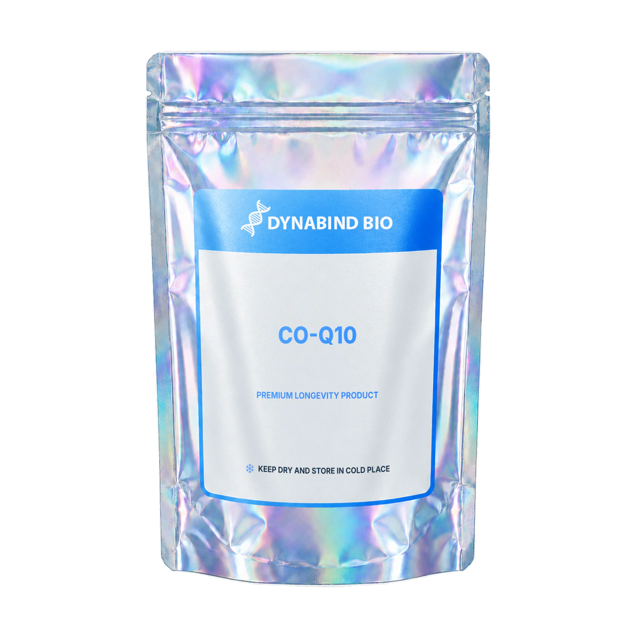 CO-Q10 supplement pouch for mitochondrial electron transport, ATP and antioxidant research by DynaBind Bio
