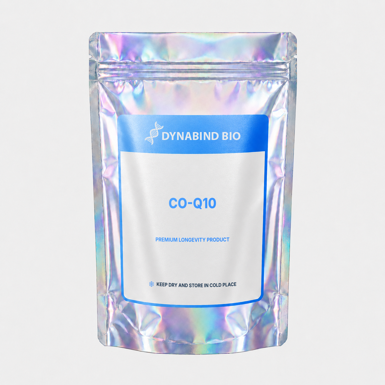 CO-Q10 supplement pouch for mitochondrial electron transport, ATP and antioxidant research by DynaBind Bio